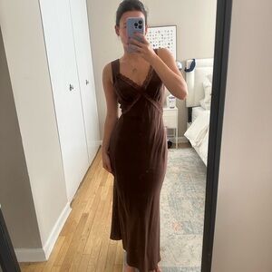 Reformation Brown Silk Dress